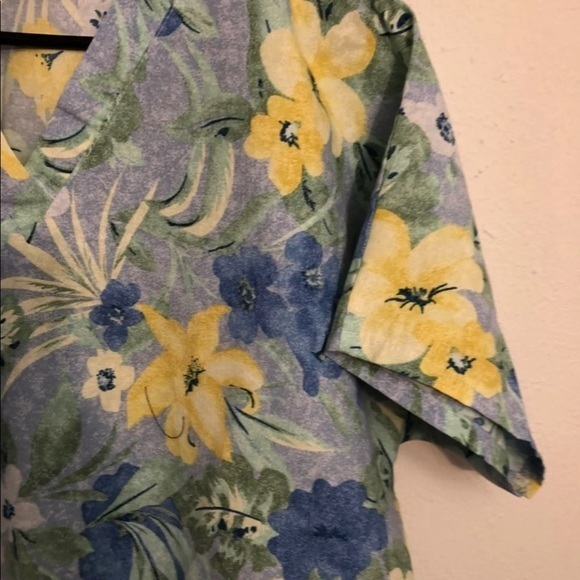 Dilly Scrub Top Women’s Size XL Made IN U.S.A V-Neck Pullover Blue Yellow - Picture 5 of 12